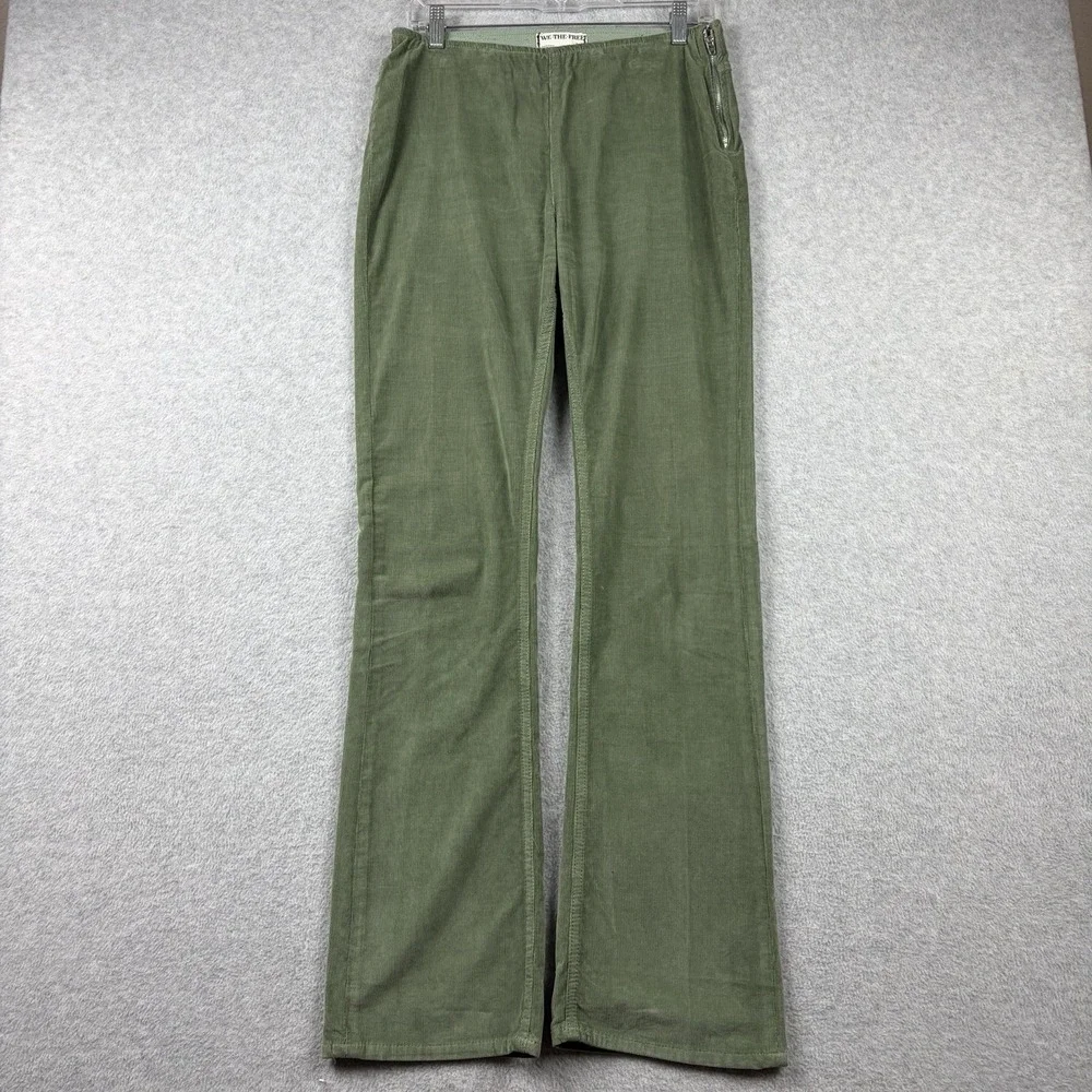 We The Free People Pants Women's 28 Green‎ Pinwale Corduroy Bootcut Pull On Boho